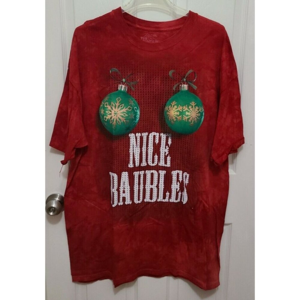 The Mountain "Nice Baubles" Funny‎ Graphic Tie Dye Novelty T-Shirt Christmas 2XL